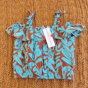 NWT Janie and Jack Girls 18 To 24 Cold Shoulder  Floral Summer Shirt
